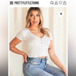 PrettyLittleThing White Crop Top